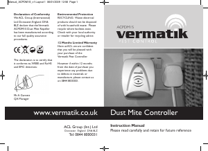 Handleiding Vermatik ACPDM1S Ongedierteverjager