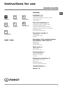Instrukcja Indesit XWD 71283 W EU Pralka