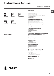 Bedienungsanleitung Indesit XWA 71283X W EU.1 Waschmaschine