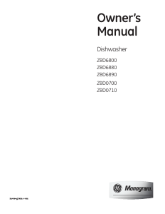 Manual Monogram ZBD0710K03SS Dishwasher