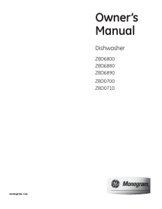 Manual Monogram ZBD6800K03BB Dishwasher