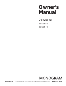 Manual Monogram ZBD1870N00SS Dishwasher