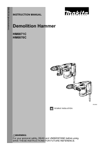 Manual Makita HM0870C Demolition Hammer