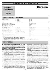 Manual de uso Corberó LT 560 Lavadora