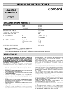 Manual de uso Corberó LT 7037 Lavadora