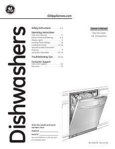 Manual GE PDWT380V00SS Dishwasher