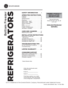 Manual GE GNE25JMKAFES Fridge-Freezer