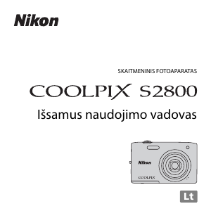 Vadovas Nikon Coolpix S2800 Skaitmeninis fotoaparatas