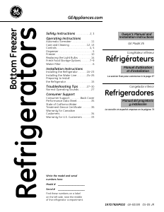 Manual GE GFSF6KEXBCC Fridge-Freezer