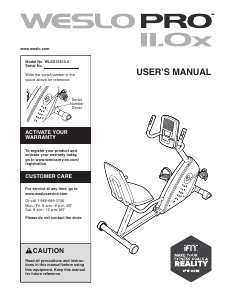 Manual Weslo Pro 11.0x Exercise Bike