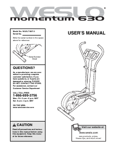 Manual Weslo Momentum 630 Cross Trainer