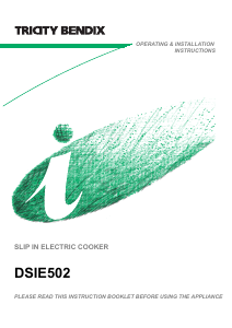Manual Tricity Bendix DSIE502GR Range