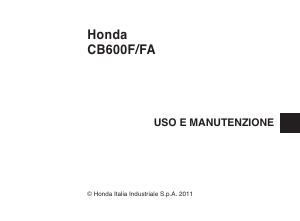 Manuale Honda CB600F Hornet (2011) Motocicletta