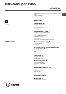 Manuale Indesit EWDC 6105 W IT Lavasciuga
