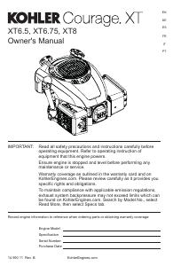 Manual Kohler XT6.5 Courage Engine