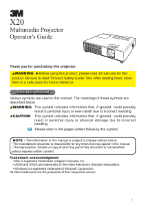 Manual 3M X20 Projector