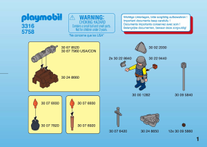 사용 설명서 Playmobil set 3316 Knights Canonier