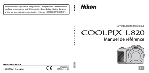 Mode d’emploi Nikon Coolpix L820 Appareil photo numérique