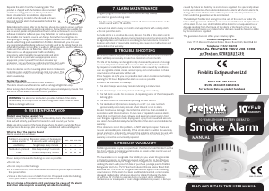 Manual FireHawk FHB10 Smoke Detector