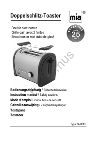 Manual Mia TA 0081 Toaster