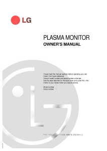Manual LG MT-42PZ45V Plasma Monitor
