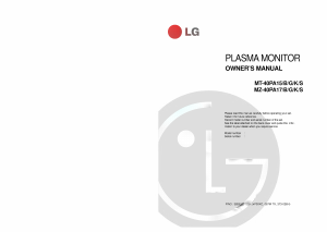 Manual LG MT-40PA15B Plasma Monitor