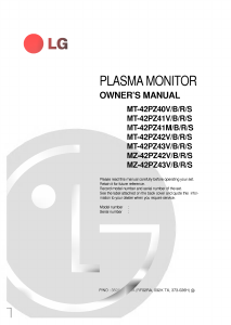 Manual LG MT-42PZ41VS Plasma Monitor