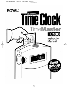 Manual Royal TC100 TimeMaster Time Attendance System