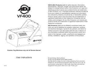 Manual AmericanDJ VF400 Fog Machine