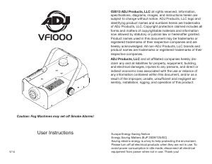 Manual AmericanDJ VF1000 Fog Machine