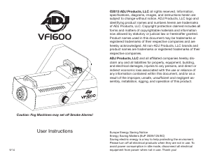 Manual AmericanDJ VF1600 Fog Machine