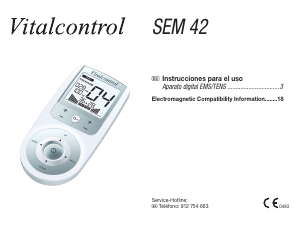Manual de uso Vitalcontrol SEM 42 Electroestimulador