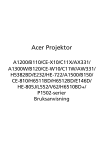 Bruksanvisning Acer A1300W Projektor