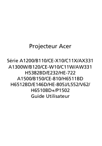 Mode d’emploi Acer A1500 Projecteur