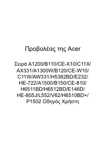 Εγχειρίδιο Acer A1500 Προβολέας