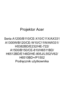 Instrukcja Acer A1500 Projektor