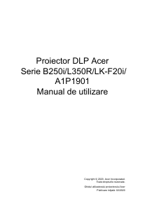Manual Acer B250i Proiector