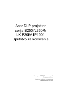 Priručnik Acer B250i Projektor