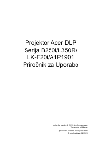 Priročnik Acer B250i Projektor