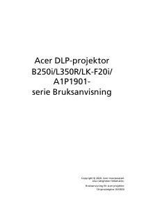Bruksanvisning Acer B250i Projektor