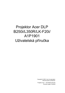 Manuál Acer B250i Projektor