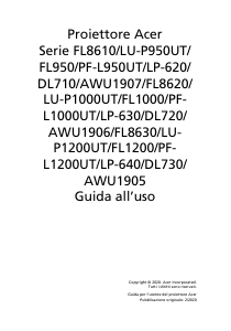 Manuale Acer FL8620 Proiettore