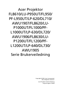 Bruksanvisning Acer FL8620 Projektor