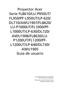 Manual de uso Acer FL8620 Proyector