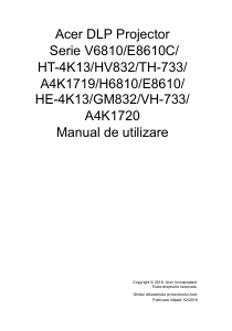Manual Acer GM832 Proiector