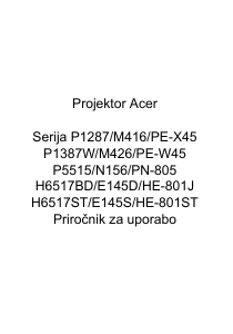 Priročnik Acer H6517BD Projektor