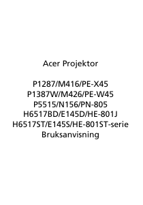 Bruksanvisning Acer H6517ST Projektor