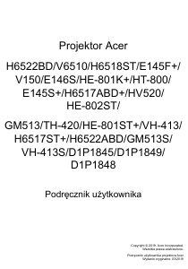 Instrukcja Acer H6522ABD Projektor