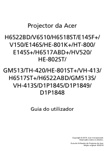 Manual Acer H6522ABD Projetor