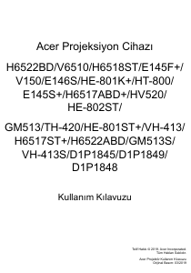 Kullanım kılavuzu Acer H6522ABD Projektör